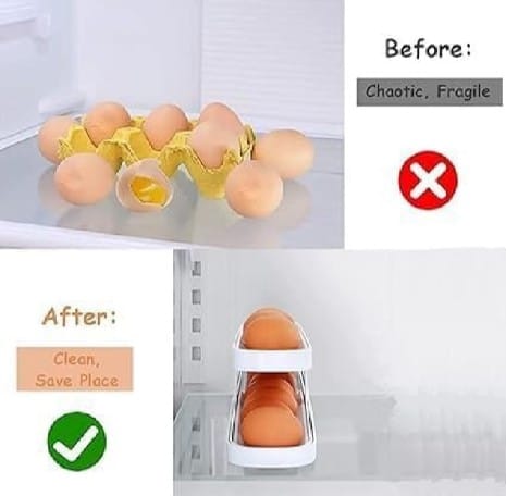 Egg Dispenser, Egg Holder Space Saving Rolling Eggs Dispenser and Organizer for Refrigerator Storage Rack, Egg Organizer