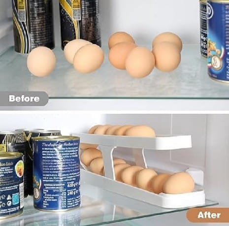 Egg Dispenser, Egg Holder Space Saving Rolling Eggs Dispenser and Organizer for Refrigerator Storage Rack, Egg Organizer