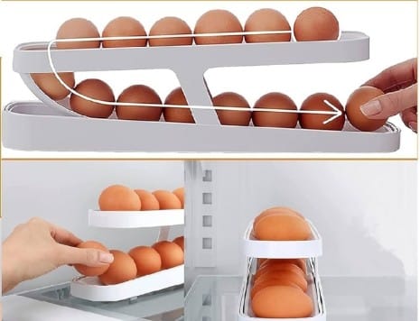 Egg Dispenser, Egg Holder Space Saving Rolling Eggs Dispenser and Organizer for Refrigerator Storage Rack, Egg Organizer